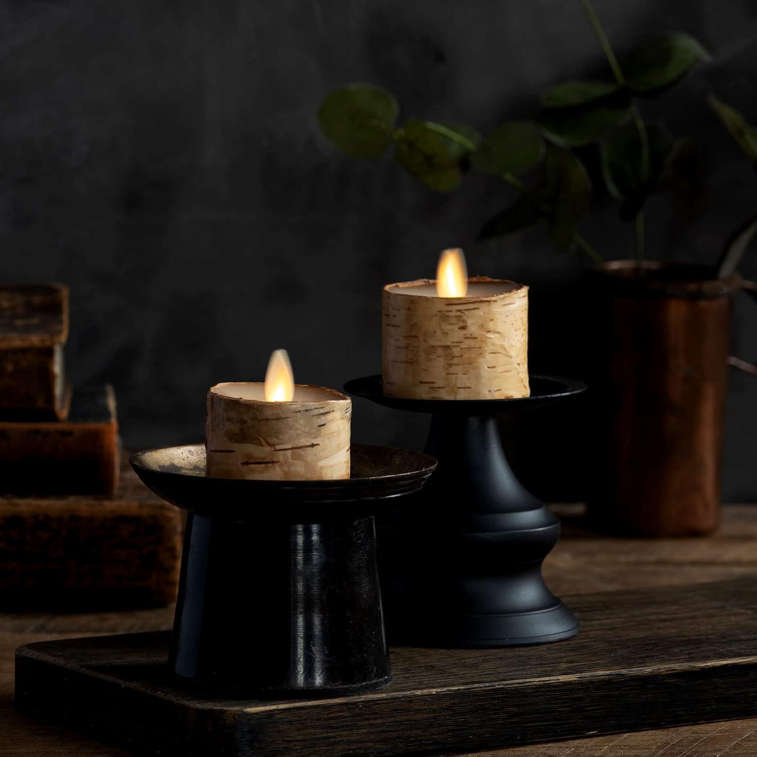 imageLuminara Flameless LED Tea Light Candle 14quot x 2quot Pack of 2 Birch Pearl Ivory Real Flame Battery Operated wRemote Timer Function Paraffin Wax2Pack Birch