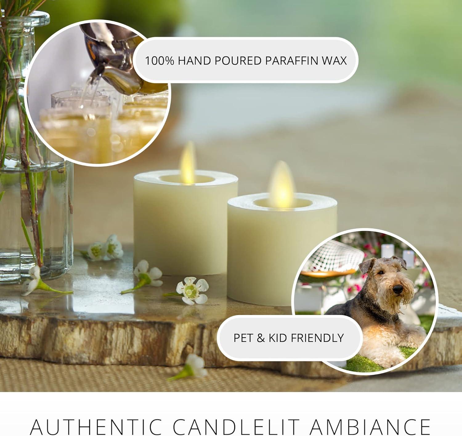 imageLuminara Flameless LED Tea Light Candle 14quot x 2quot Pack of 2 Birch Pearl Ivory Real Flame Battery Operated wRemote Timer Function Paraffin Wax2Pack Real Wax