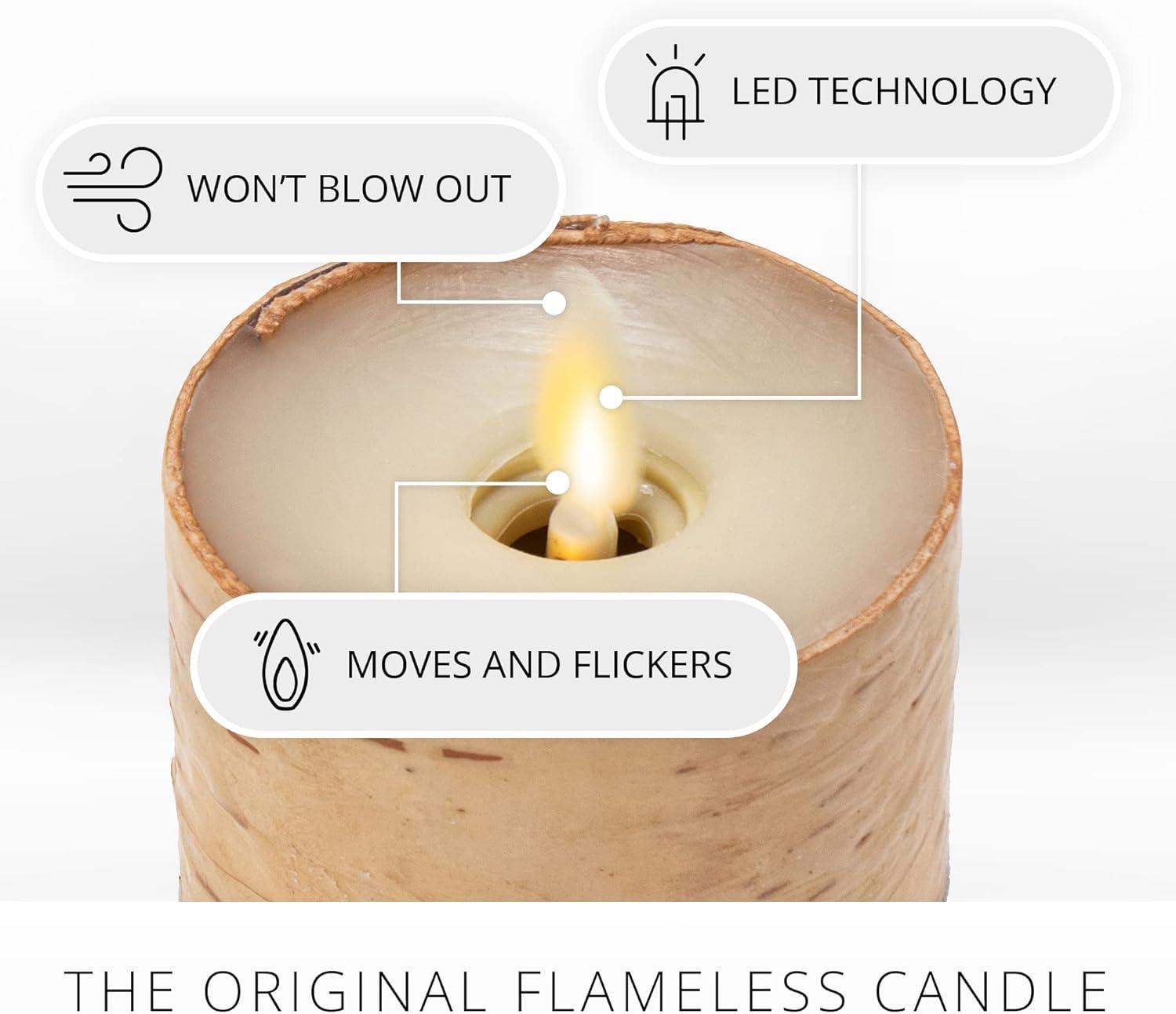 imageLuminara Flameless LED Tea Light Candle 14quot x 2quot Pack of 2 Birch Pearl Ivory Real Flame Battery Operated wRemote Timer Function Paraffin Wax2Pack Birch