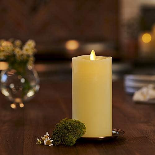 imageLuminara Flameless Slim Pillar Candle Flickering Real Flame Effect Melted Edge Smooth Wax Unscented White Real Wax LED Battery OperatedWhite