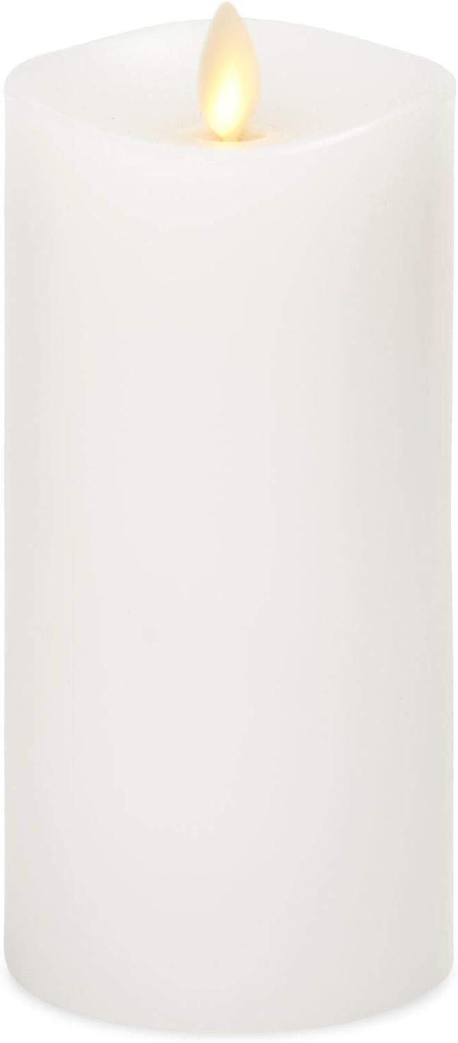 imageLuminara Flameless Slim Pillar Candle Flickering Real Flame Effect Melted Edge Smooth Wax Unscented White Real Wax LED Battery OperatedWhite