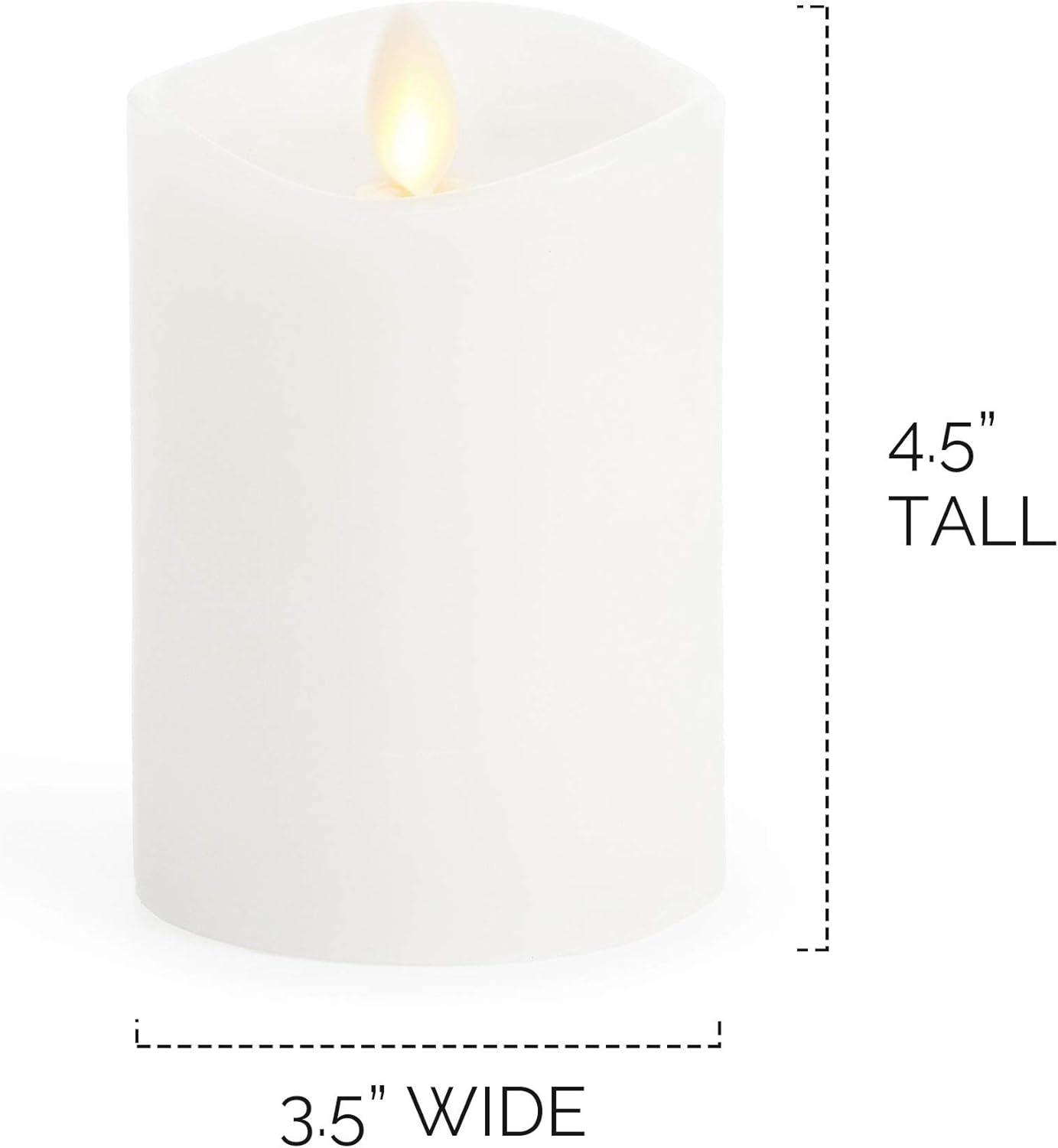 imageLuminara Flameless Slim Pillar Candle Flickering Real Flame Effect Melted Edge Smooth Wax Unscented White Real Wax LED Battery OperatedWhite