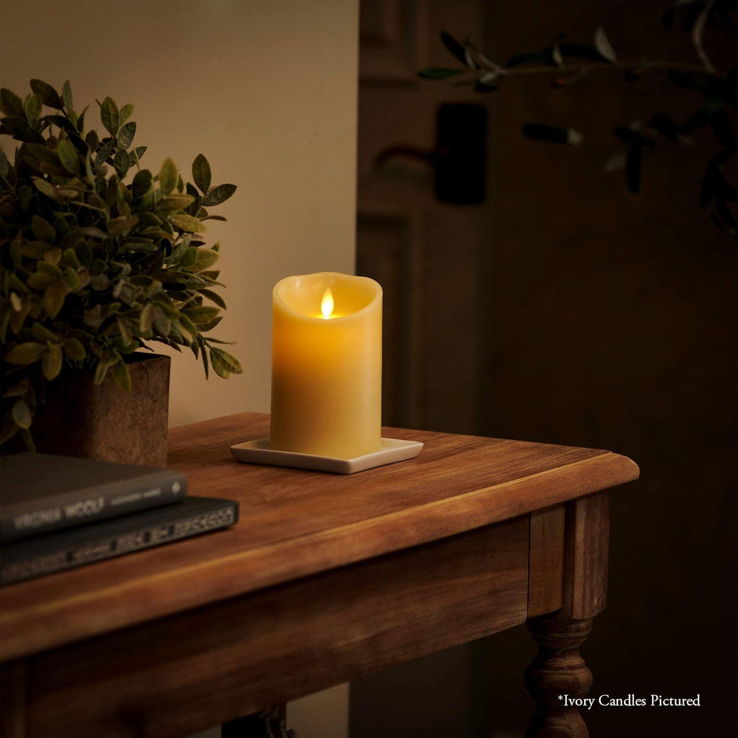 imageLuminara Flameless Slim Pillar Candle Flickering Real Flame Effect Melted Edge Smooth Wax Unscented White Real Wax LED Battery OperatedWhite