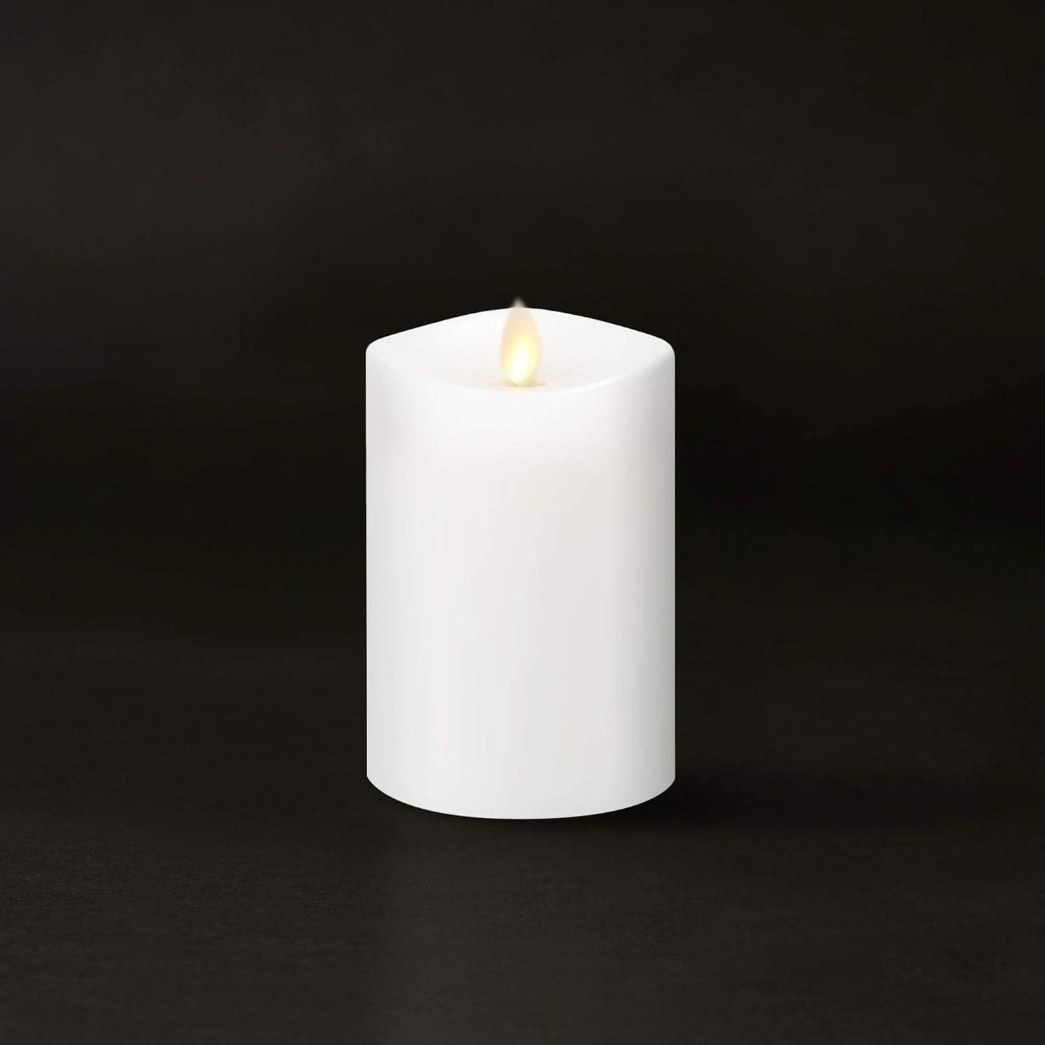 imageLuminara Flameless Slim Pillar Candle Flickering Real Flame Effect Melted Edge Smooth Wax Unscented White Real Wax LED Battery OperatedWhite
