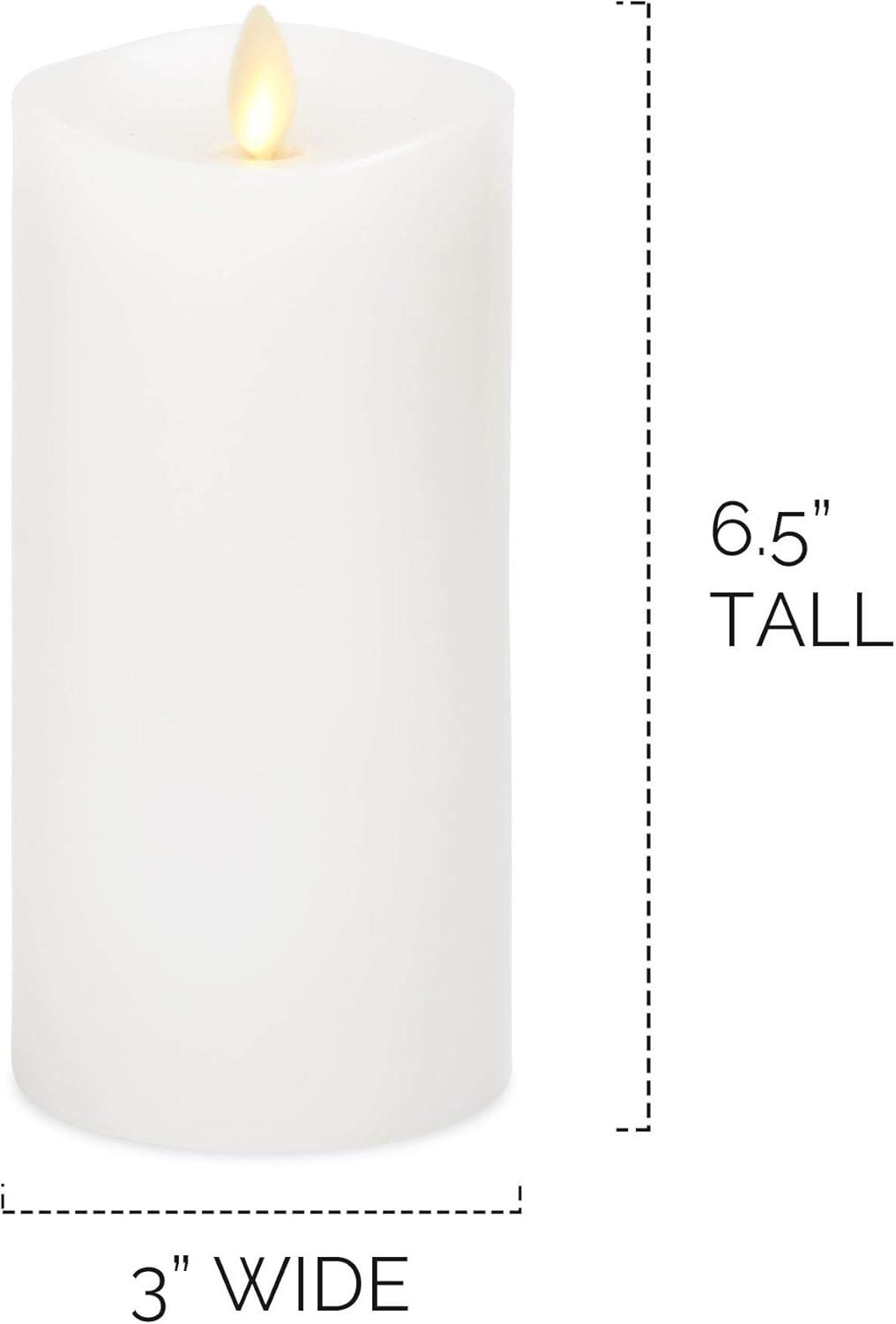 imageLuminara Flameless Slim Pillar Candle Flickering Real Flame Effect Melted Edge Smooth Wax Unscented White Real Wax LED Battery OperatedWhite