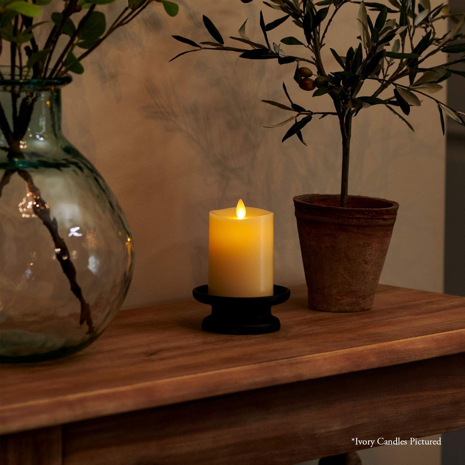 imageLuminara Flameless Slim Pillar Candle Flickering Real Flame Effect Melted Edge Smooth Wax Unscented White Real Wax LED Battery OperatedWhite