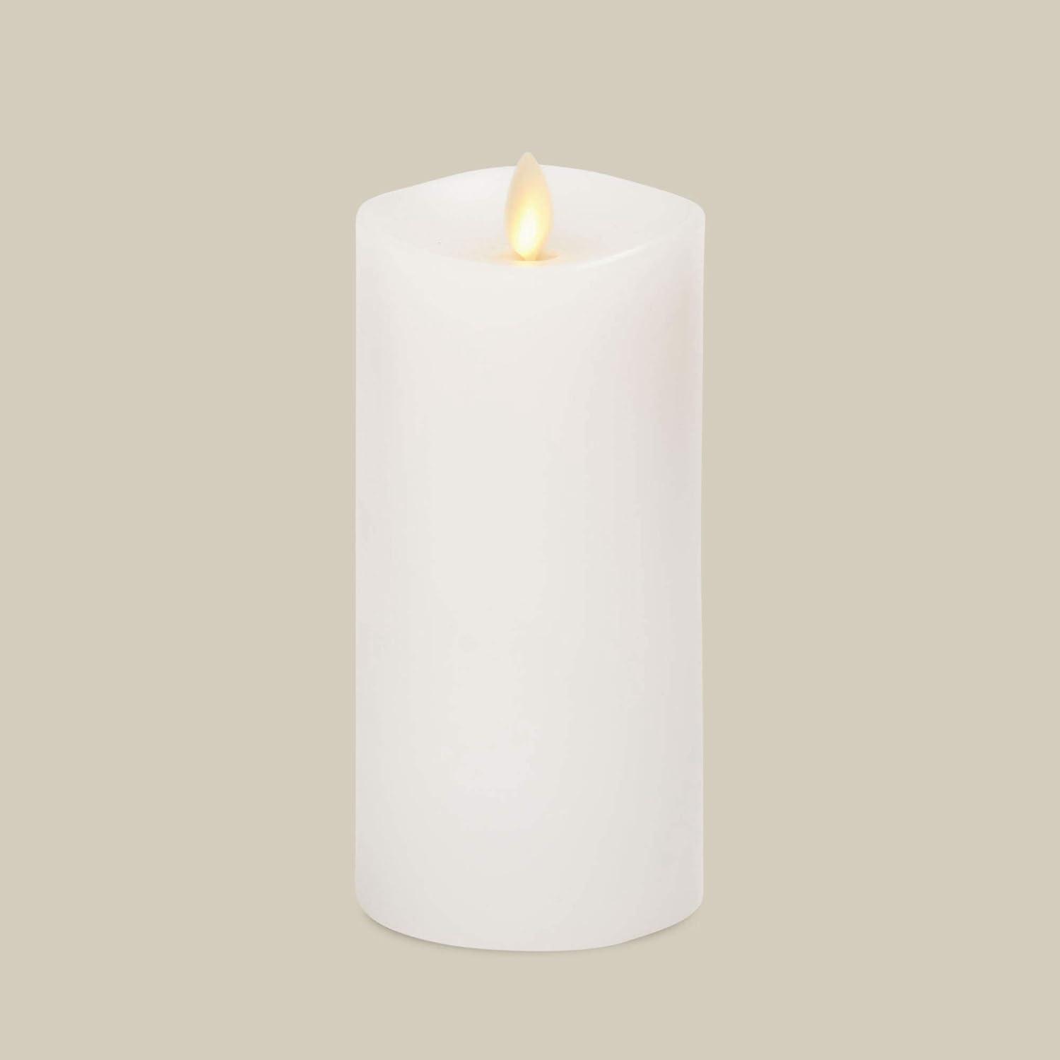 imageLuminara Flameless Slim Pillar Candle Flickering Real Flame Effect Melted Edge Smooth Wax Unscented White Real Wax LED Battery OperatedWhite