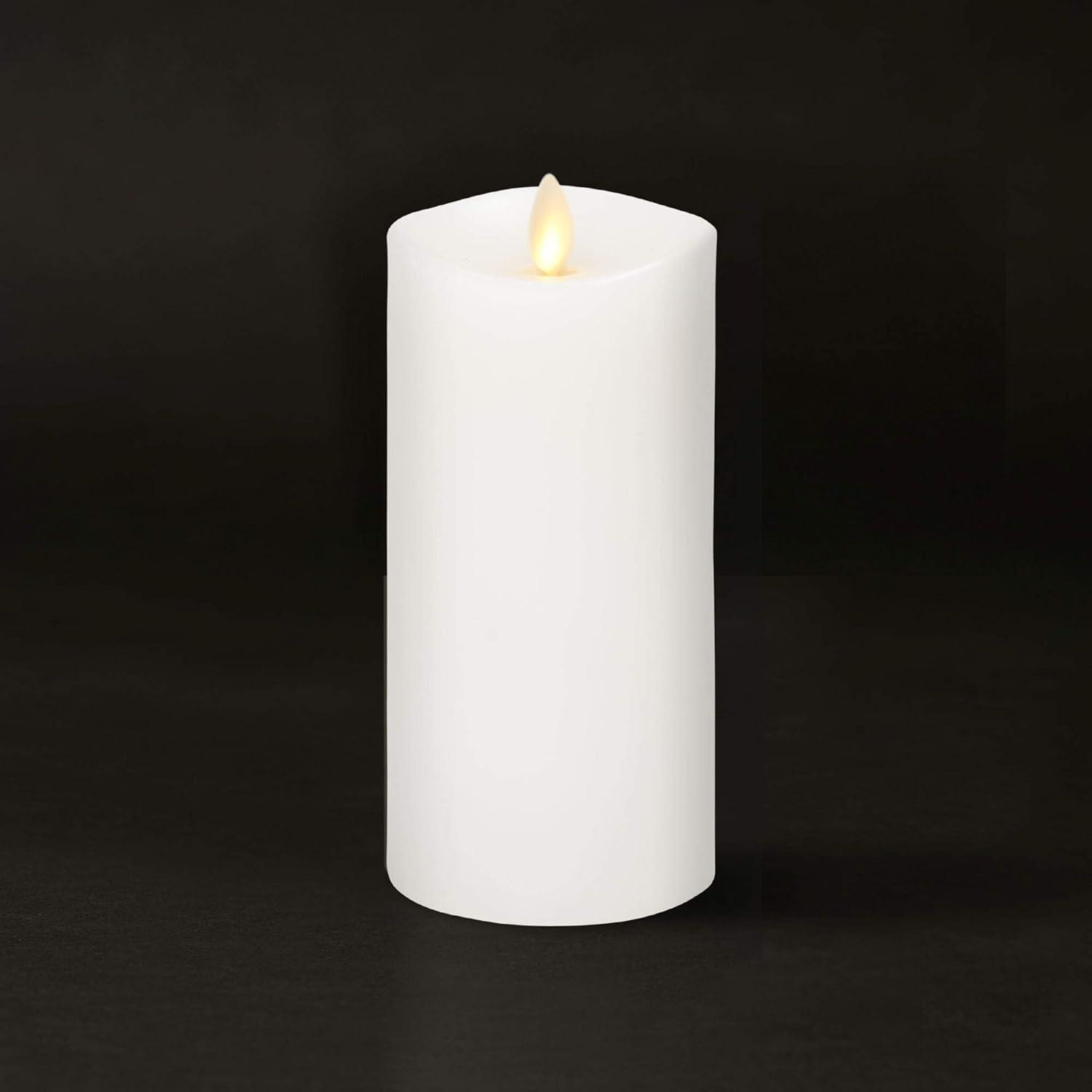 imageLuminara Flameless Slim Pillar Candle Flickering Real Flame Effect Melted Edge Smooth Wax Unscented White Real Wax LED Battery OperatedWhite