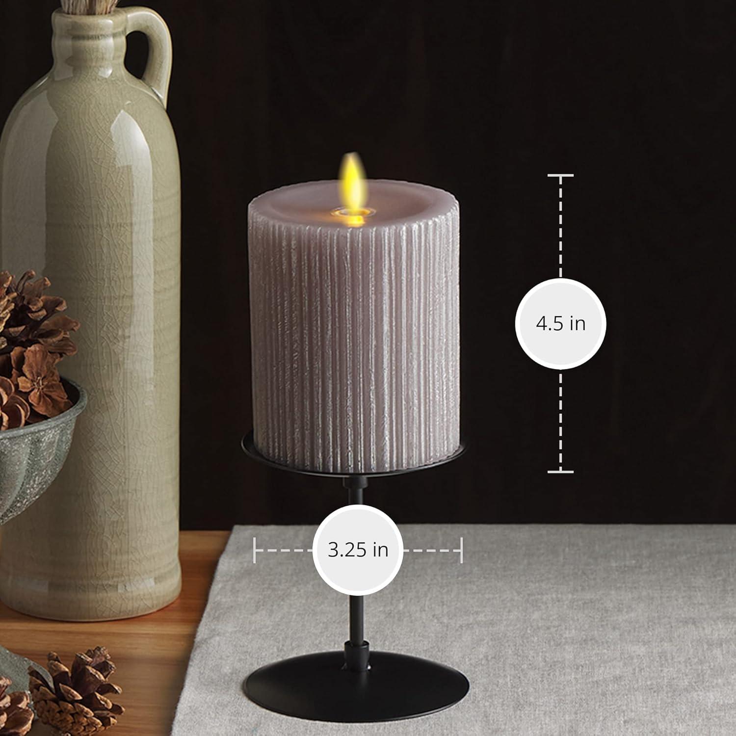 imageLuminara Metallic Embossed Pillar Champagne Flameless LED Candle 325quot x 65quot Battery Operated Real Flame Technology wTimer Function Paraffin WaxGray
