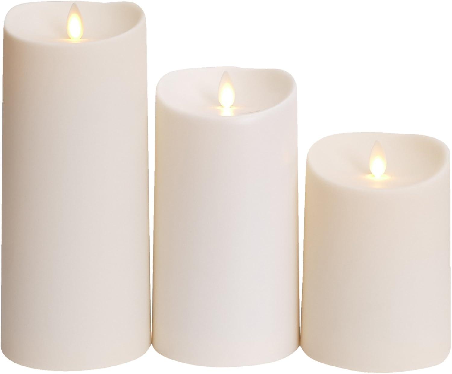 imageLuminara Outdoor Flameless Candle Plastic Finish Unscented Moving Flame Candle with Timer 5quot Ivory