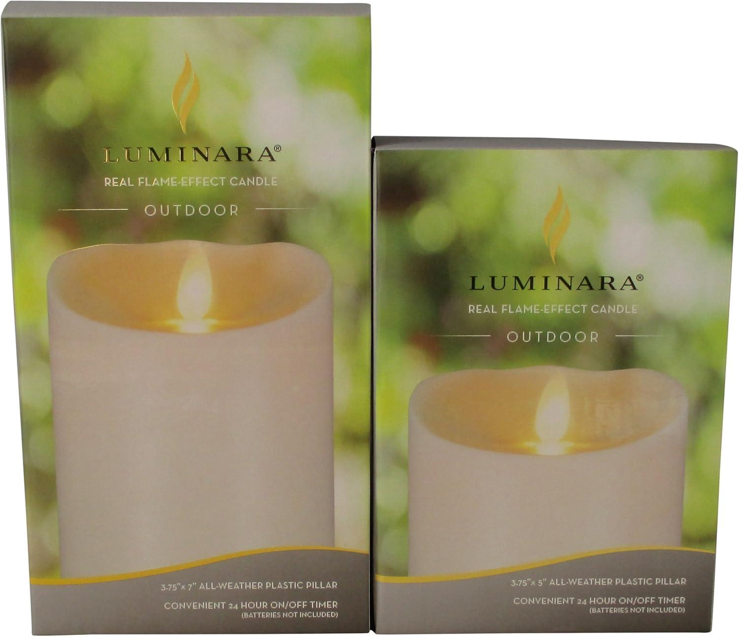 imageLuminara Outdoor Flameless Candle Plastic Finish Unscented Moving Flame Candle with Timer 5quot Ivory