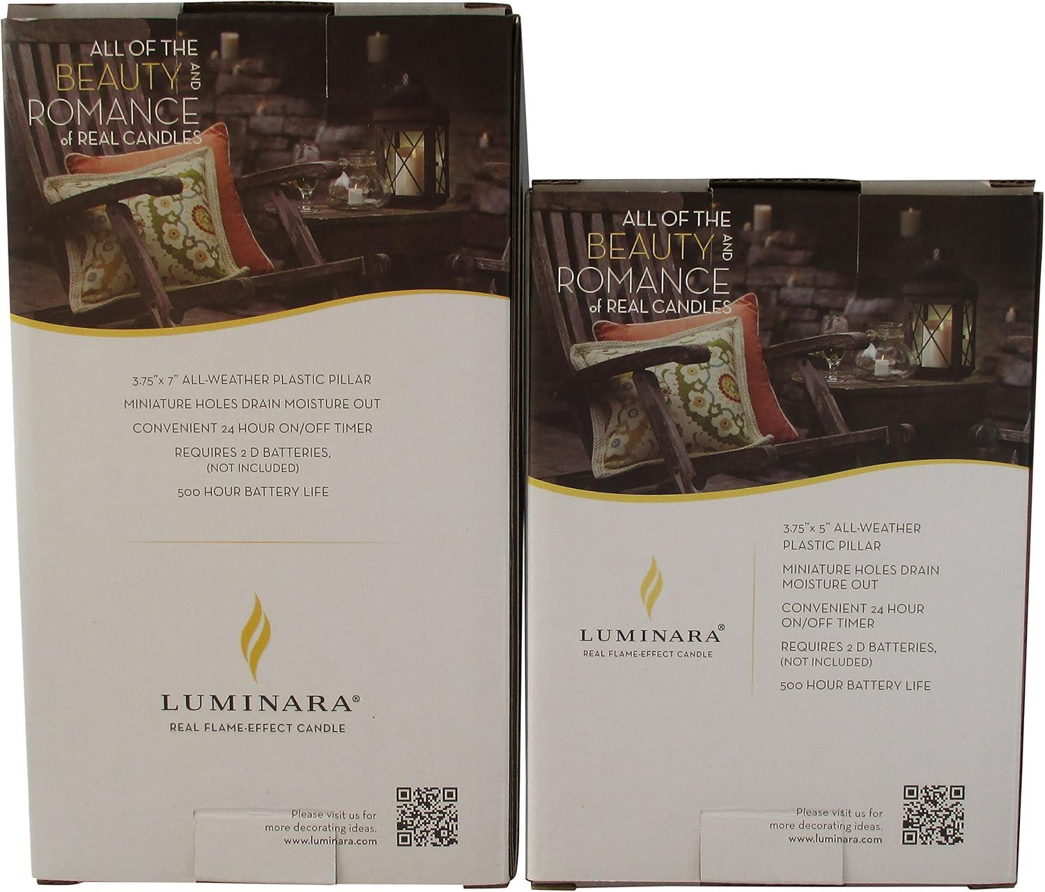 imageLuminara Outdoor Flameless Candle Plastic Finish Unscented Moving Flame Candle with Timer 5quot Ivory