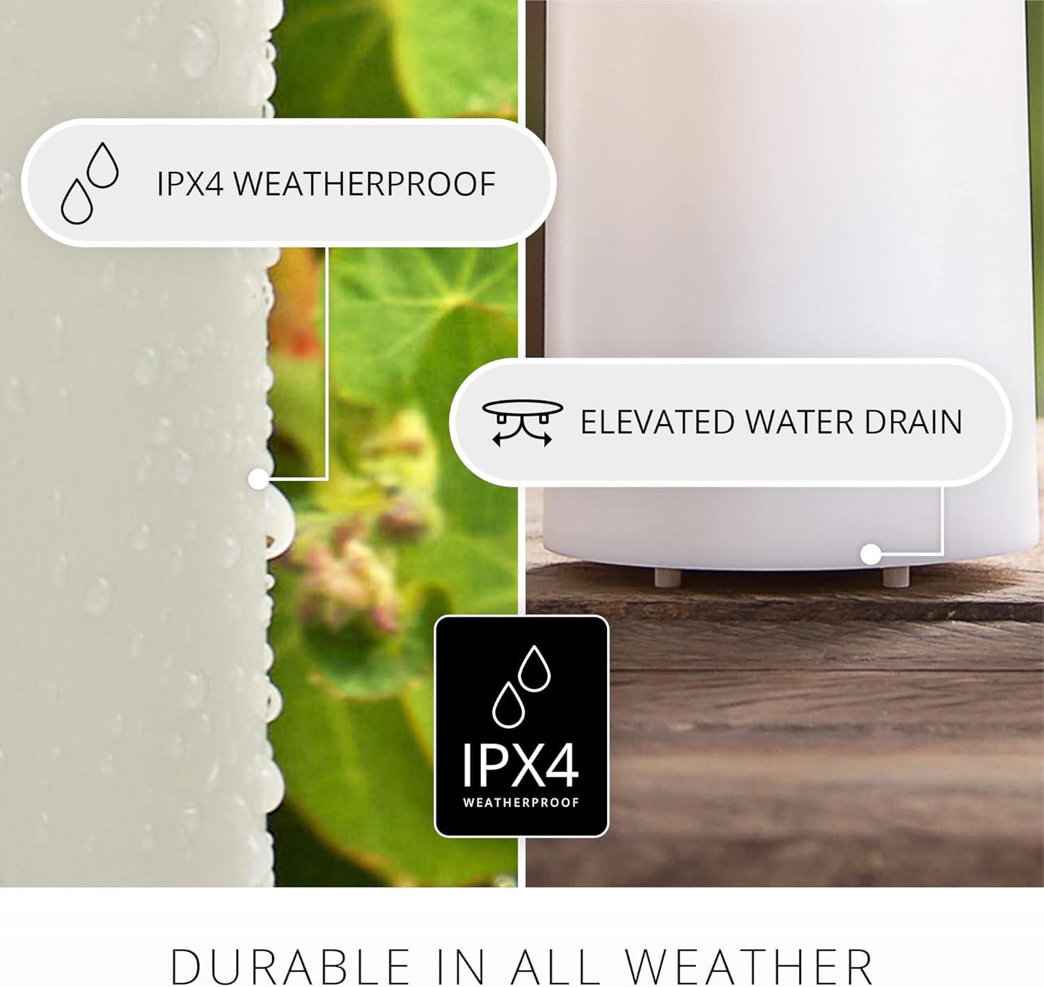 imageLuminara Outdoor Flameless LED Ivory Candle Melted Edge 375quot x 5quot Real Moving Flame Battery Operated Timer Plastic WeatherResistant5inch