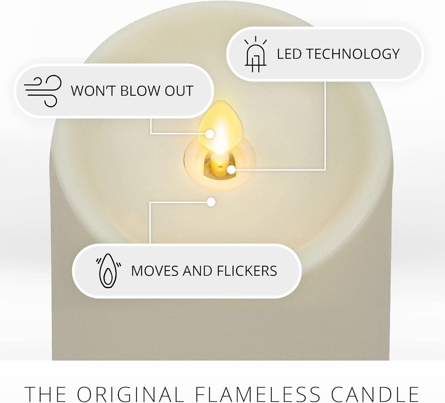 imageLuminara Outdoor Flameless LED Ivory Candle Melted Edge 375quot x 5quot Real Moving Flame Battery Operated Timer Plastic WeatherResistant5inch