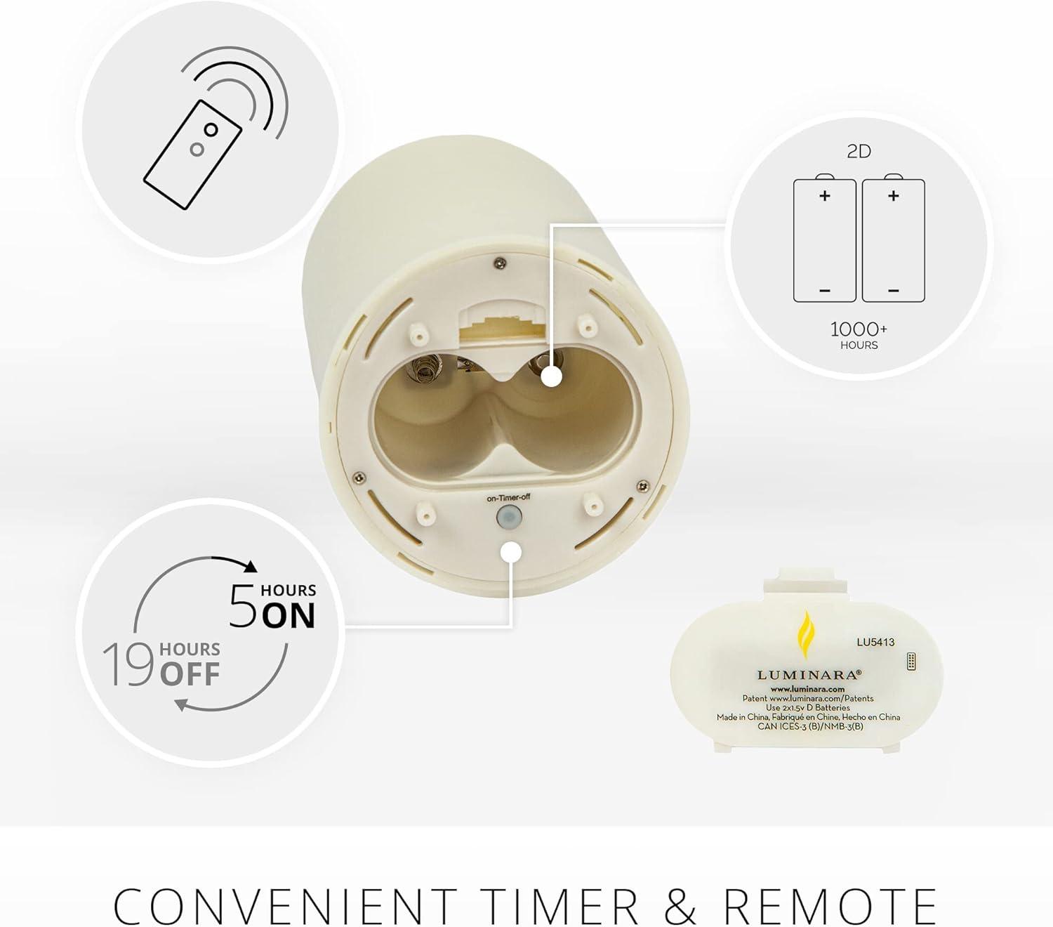 imageLuminara Outdoor Flameless LED Ivory Candle Melted Edge 375quot x 5quot Real Moving Flame Battery Operated Timer Plastic WeatherResistant7inch