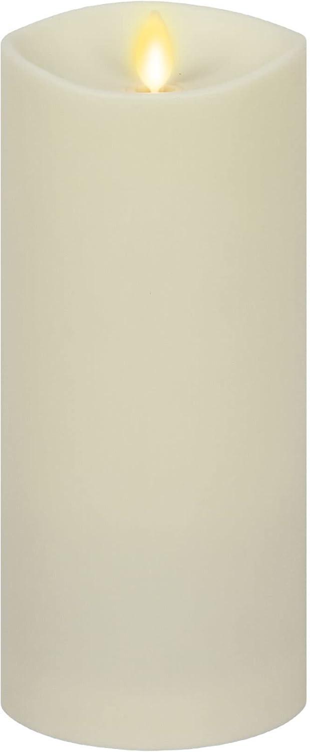 imageLuminara Outdoor Flameless LED Ivory Candle Melted Edge 375quot x 5quot Real Moving Flame Battery Operated Timer Plastic WeatherResistant9inch