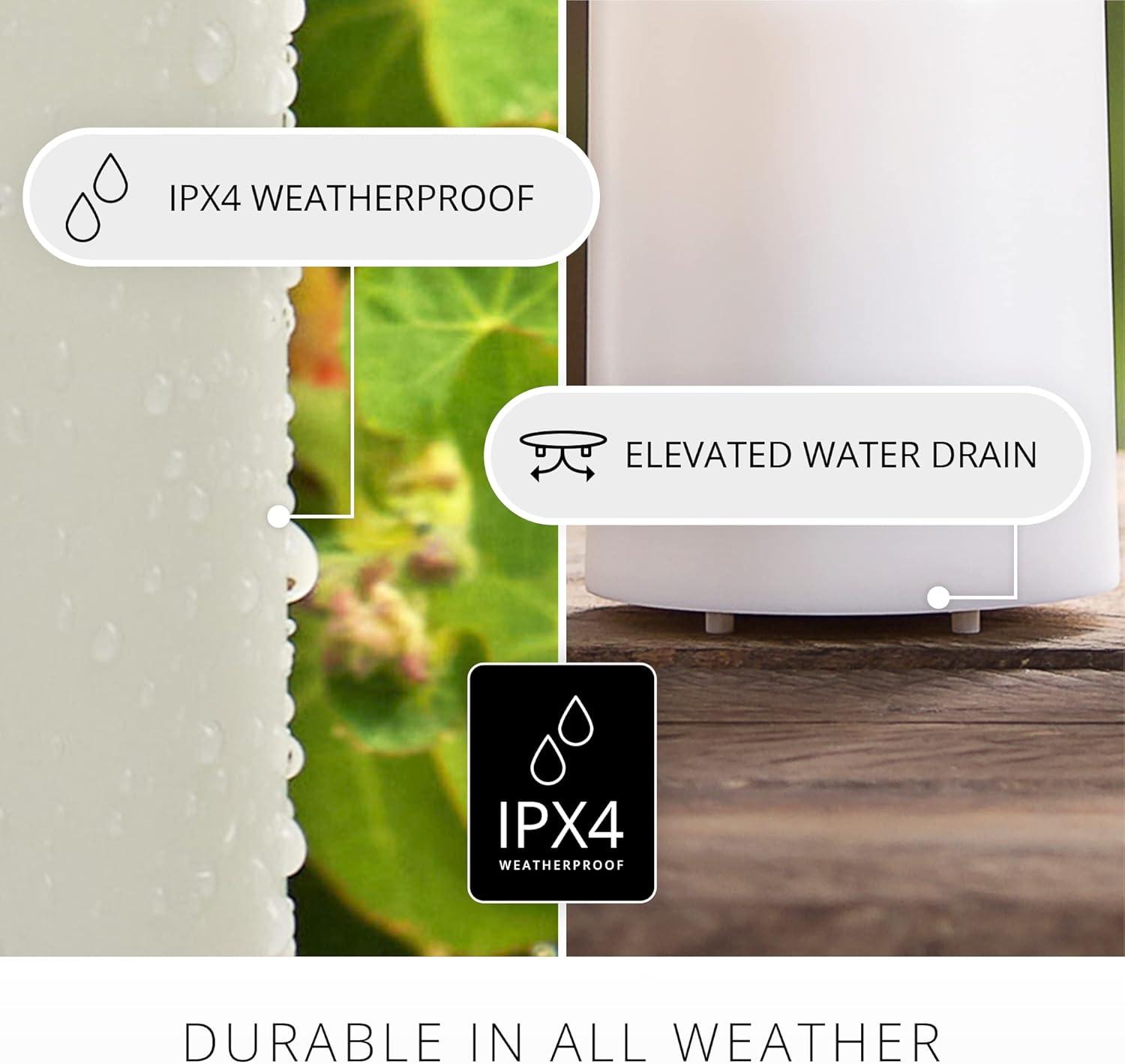 imageLuminara Outdoor Flameless LED Ivory Candle Melted Edge 375quot x 5quot Real Moving Flame Battery Operated Timer Plastic WeatherResistantColor Changing 7inch