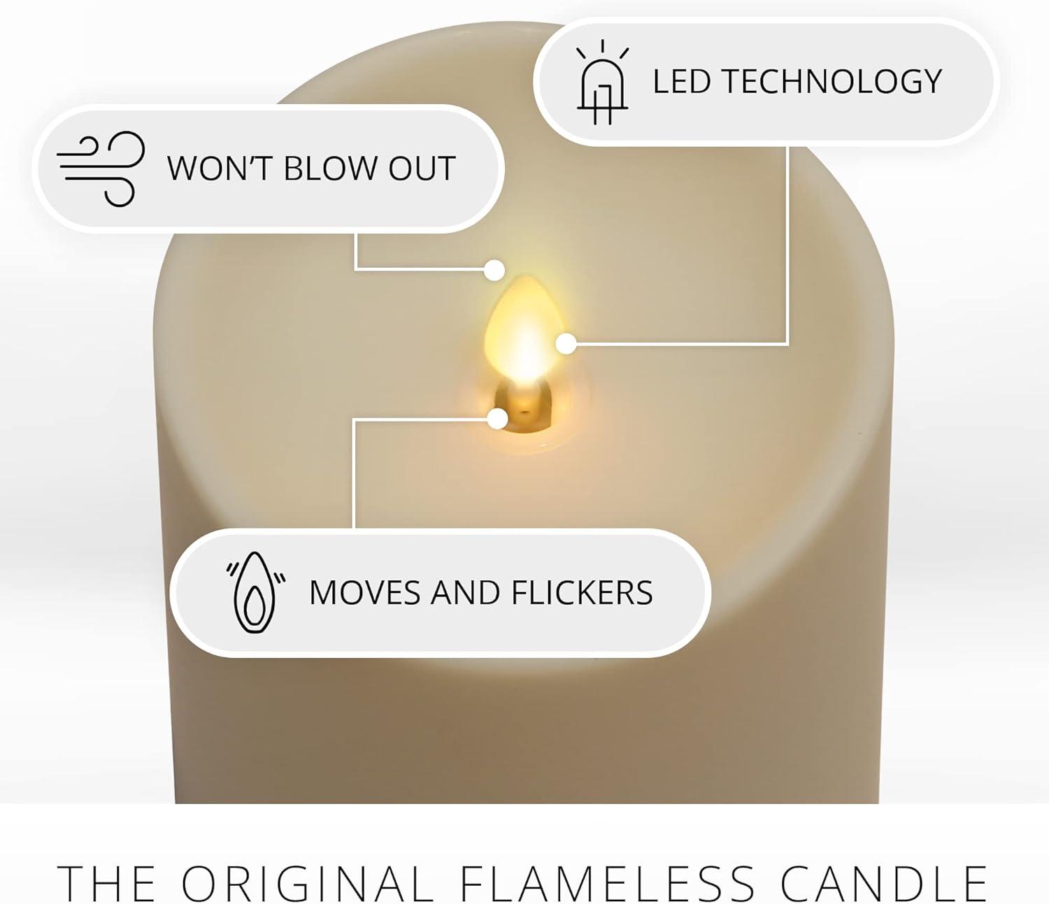 imageLuminara Outdoor Flameless LED Ivory Candle Melted Edge 375quot x 5quot Real Moving Flame Battery Operated Timer Plastic WeatherResistantColor Changing 7inch