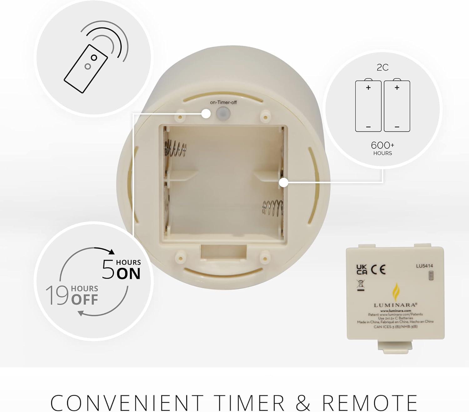 imageLuminara Outdoor Flameless LED Ivory Candle Melted Edge 375quot x 5quot Real Moving Flame Battery Operated Timer Plastic WeatherResistantColor Changing 7inch