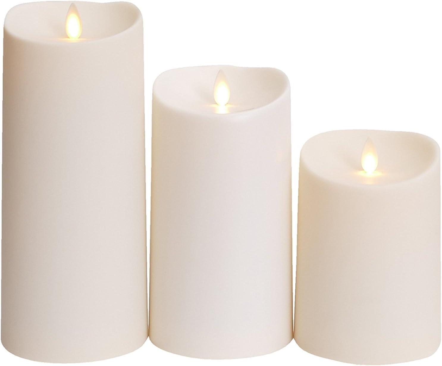 imageLuminara Realistic Artificial Moving Flame Outdoor Pillar Candle  Moving Flame LED Battery Operated Lights for Outside Christmas Halloween  Remote Ready  Remote Sold Separately  Ivory  35quot x 7quot