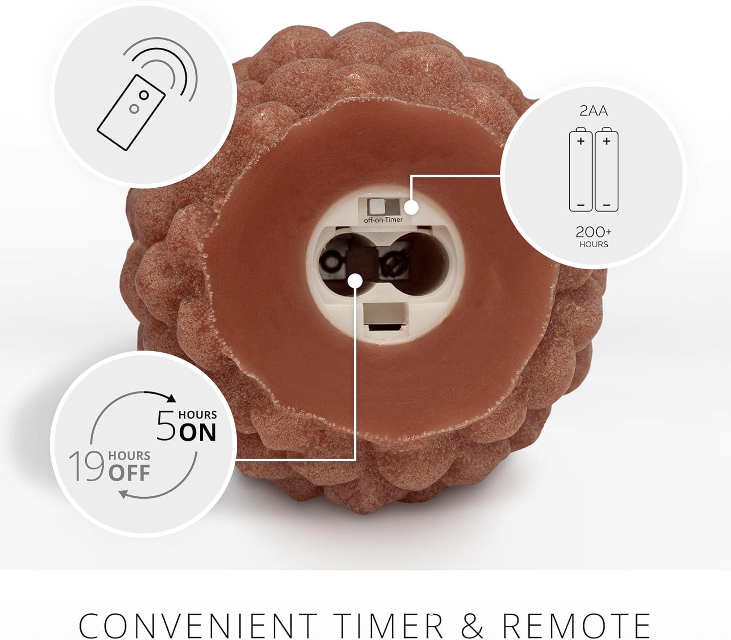 imageLuminara Realistic Artificial Moving Flame Pine cone Flameless LED Candle  White 3quot x 45quotBrown
