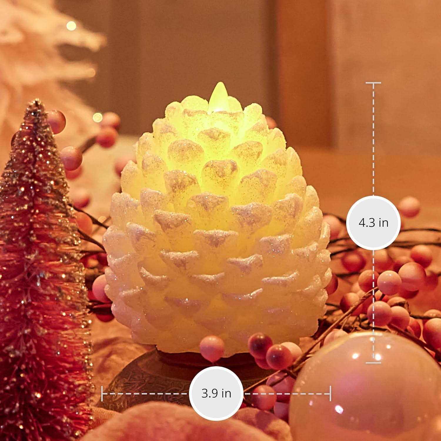 imageLuminara Realistic Artificial Moving Flame Pine cone Flameless LED Candle  White 3quot x 45quotWhite