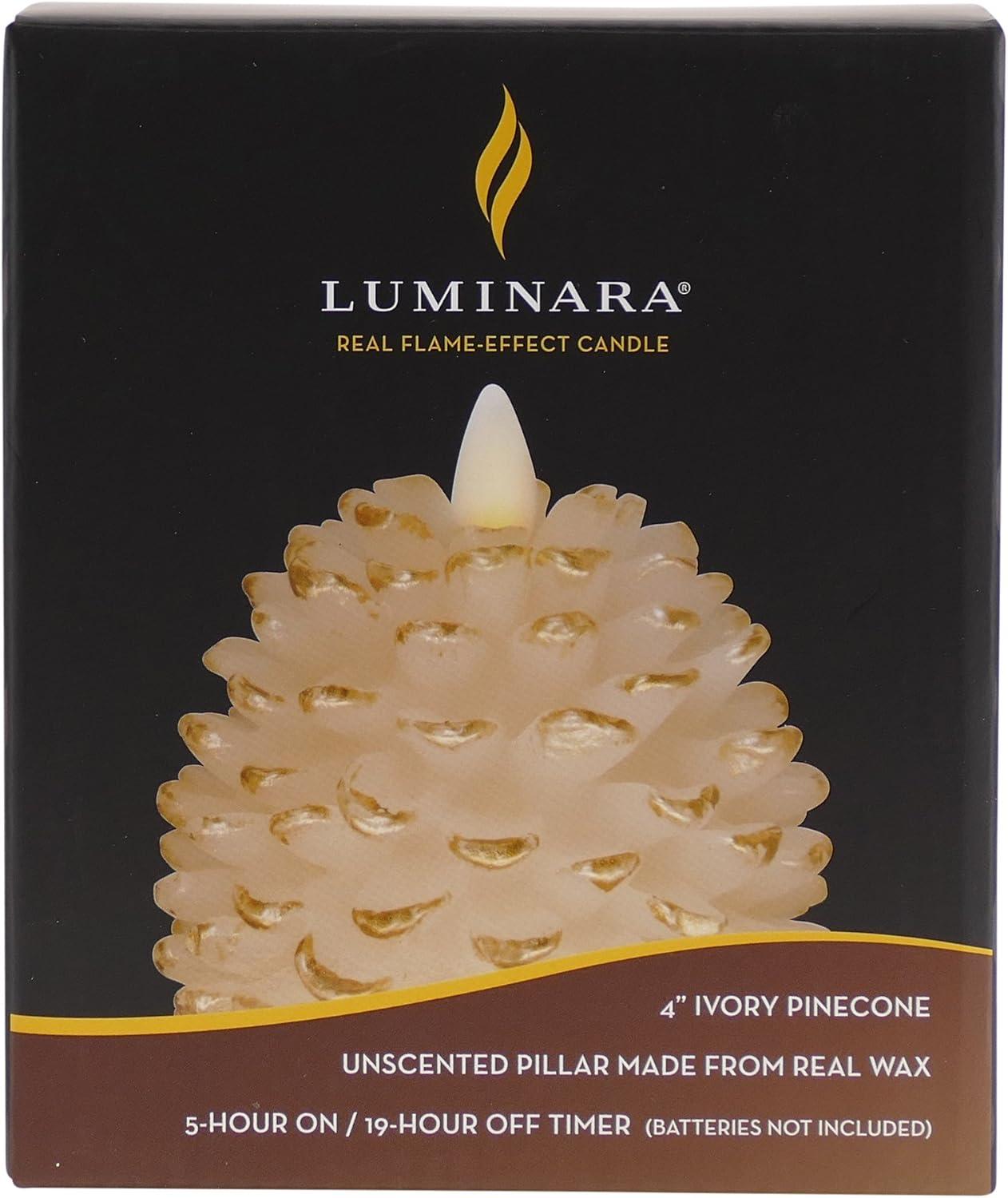 imageLuminara Realistic Artificial Moving Flame Pine cone Flameless LED Candle  White 3quot x 45quotWhite