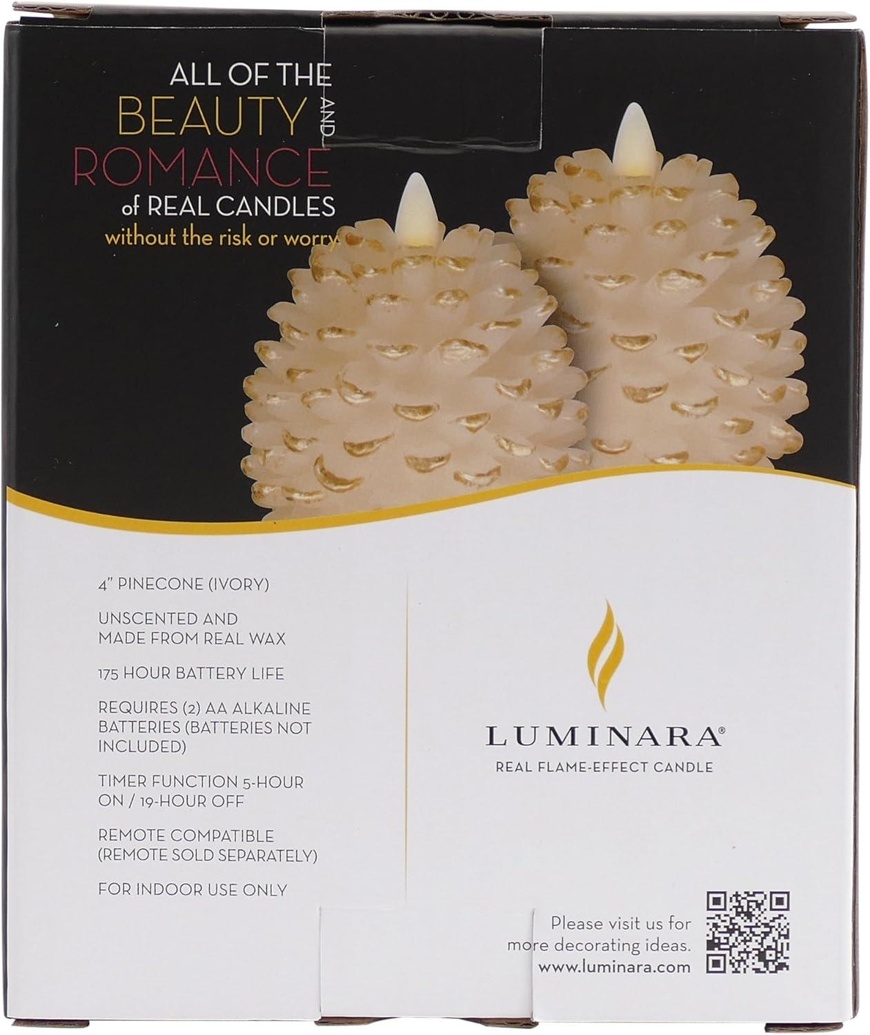 imageLuminara Realistic Artificial Moving Flame Pine cone Flameless LED Candle  White 3quot x 45quotWhite