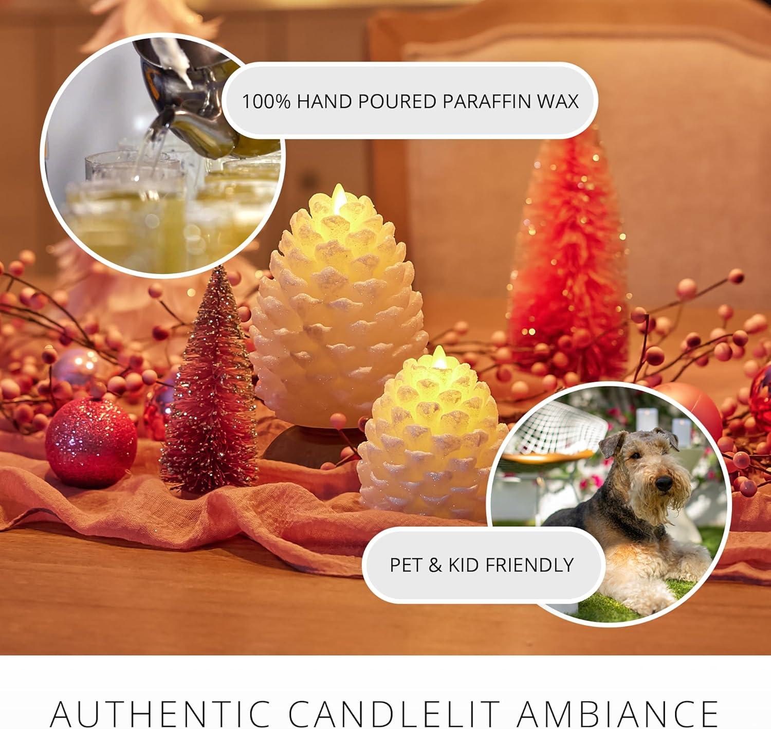 imageLuminara Realistic Artificial Moving Flame Pine cone Flameless LED Candle  White 3quot x 45quotWhite