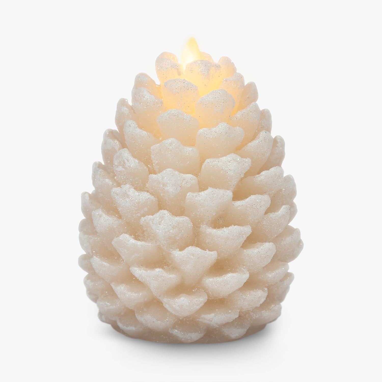 imageLuminara Realistic Artificial Moving Flame Pine cone Flameless LED Candle  White 3quot x 45quotWhite