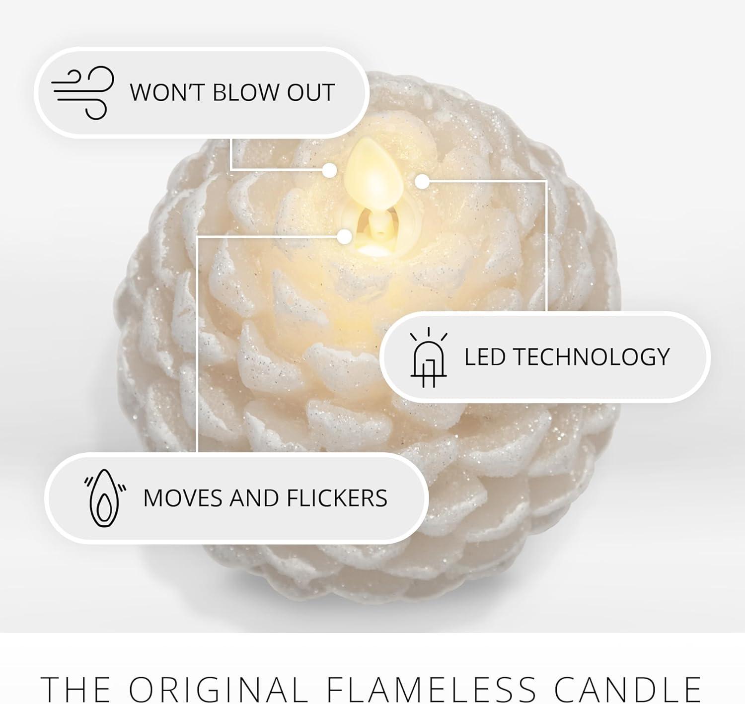 imageLuminara Realistic Artificial Moving Flame Pine cone Flameless LED Candle  White 3quot x 45quotWhite