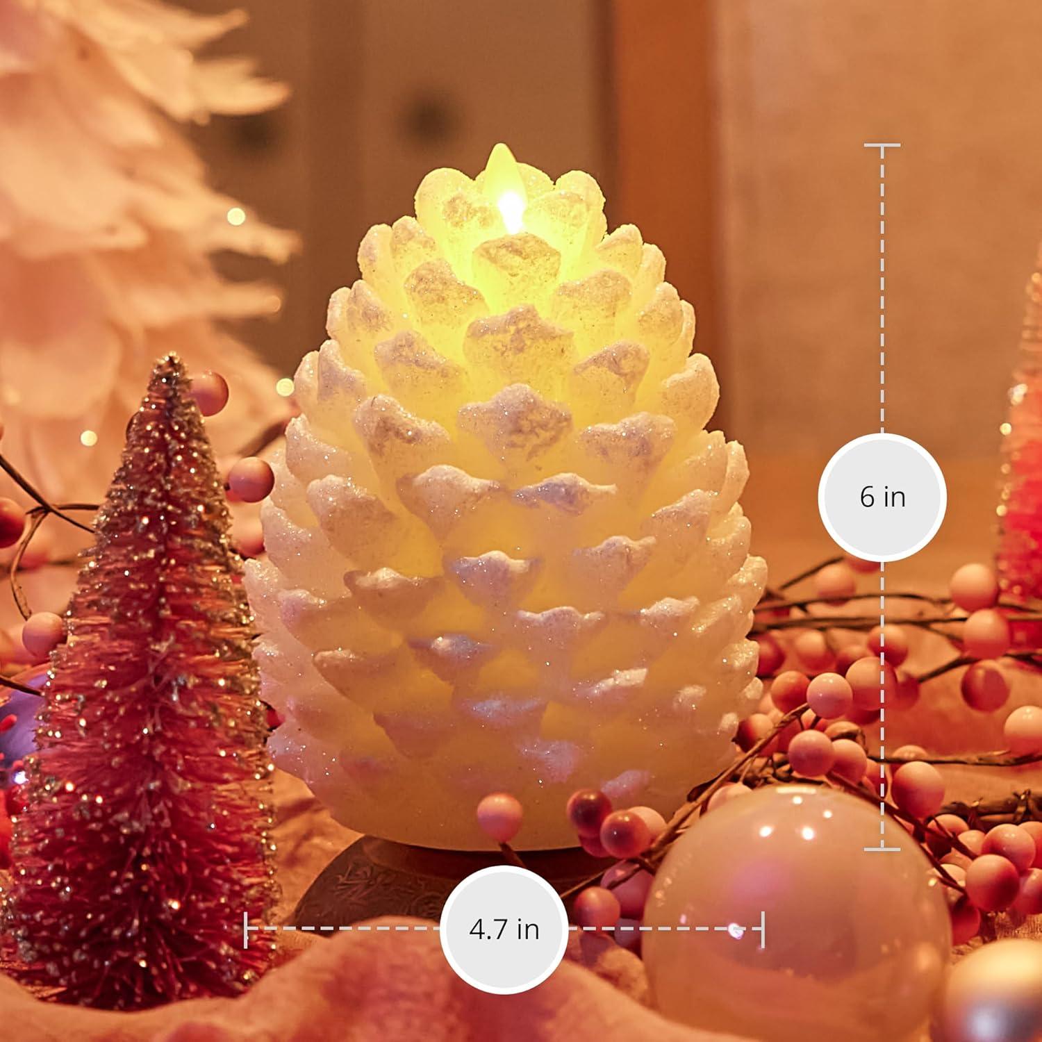 imageLuminara Realistic Artificial Moving Flame Pine cone Flameless LED Candle  White 3quot x 45quotWhite