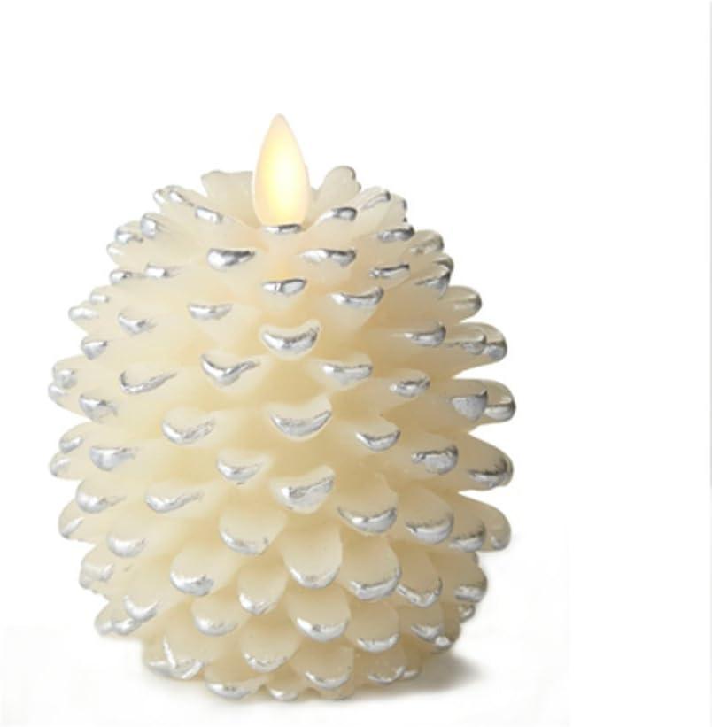 imageLuminara Realistic Artificial Moving Flame Pine cone Flameless LED Candle  White 3quot x 45quotWhite