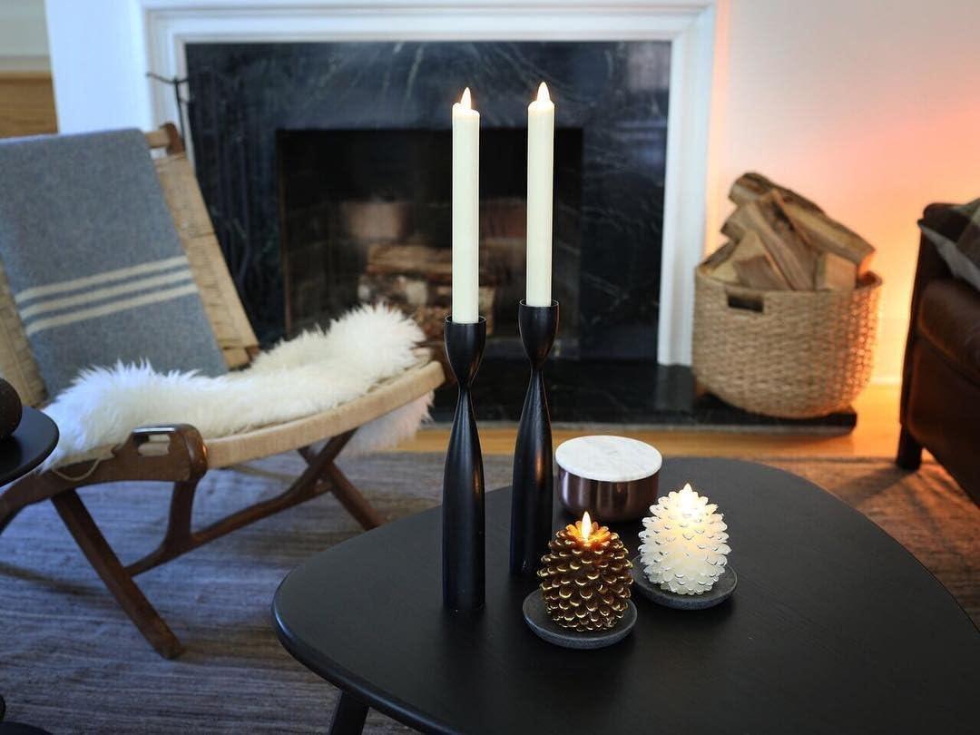 imageLuminara Realistic Artificial Moving Flame Pine cone Flameless LED Candle  White 3quot x 45quotWhite