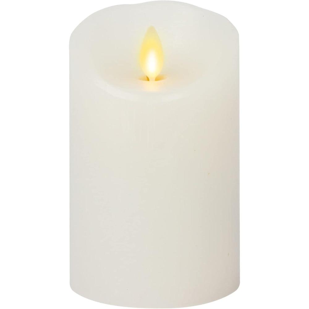 imageLuminara Flameless LED Pillar Candle wScalloped Edge 3quot x 6quot White Real Flame Technology Battery Operated wRemote Timer Function Paraffin Wax3x45inch