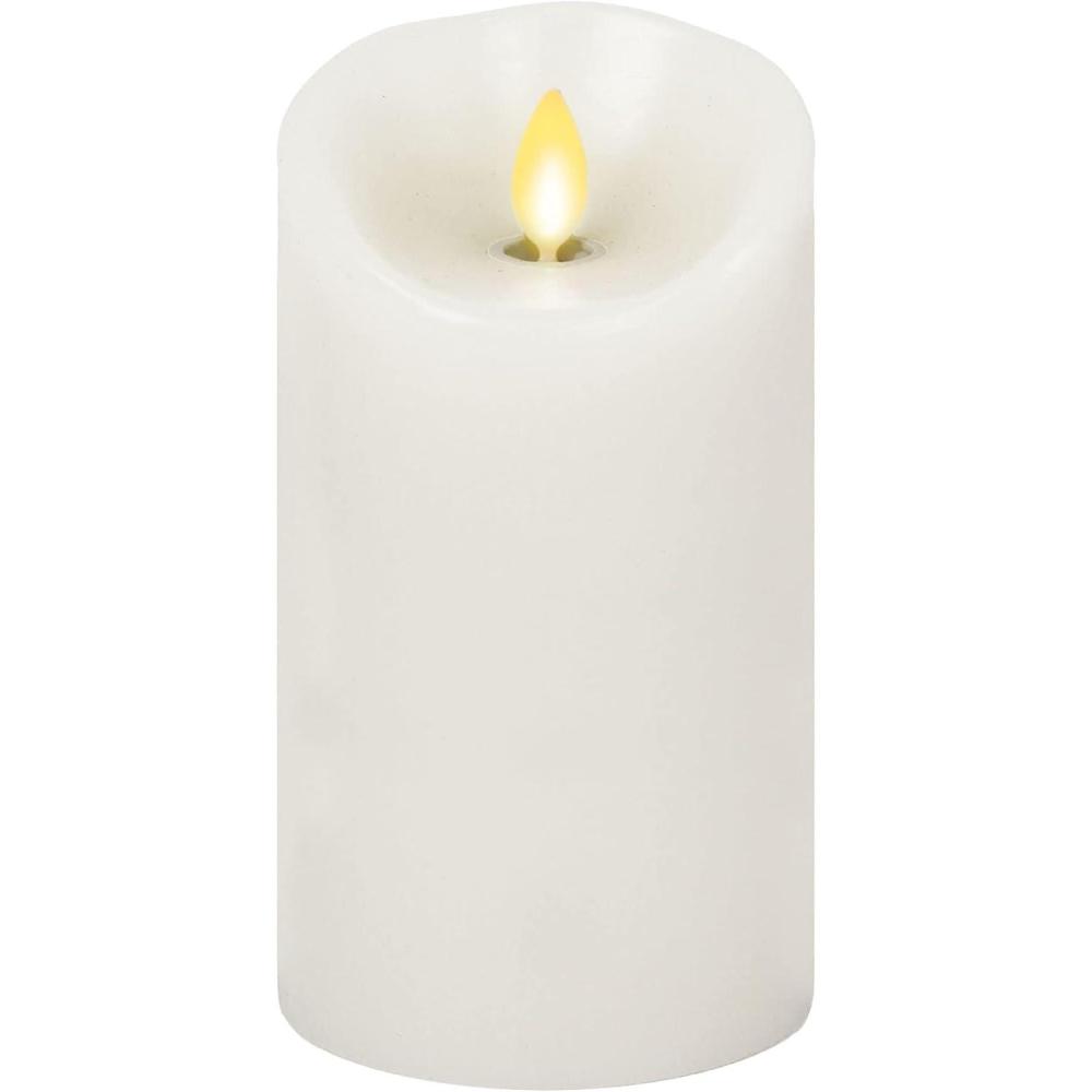 imageLuminara Flameless LED Pillar Candle wScalloped Edge 3quot x 6quot White Real Flame Technology Battery Operated wRemote Timer Function Paraffin Wax3x65inch
