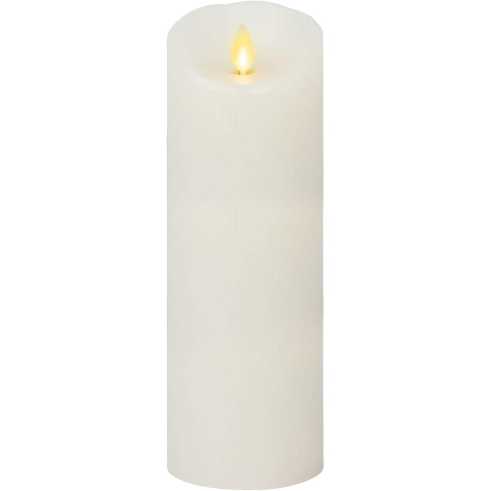 imageLuminara Flameless LED Pillar Candle wScalloped Edge 3quot x 6quot White Real Flame Technology Battery Operated wRemote Timer Function Paraffin Wax3x85inch