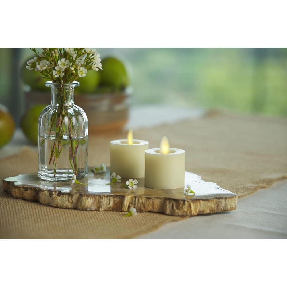 imageLuminara Flameless LED Tea Light Candle 14quot x 2quot Pack of 2 Birch Pearl Ivory Real Flame Battery Operated wRemote Timer Function Paraffin Wax2Pack Real Wax