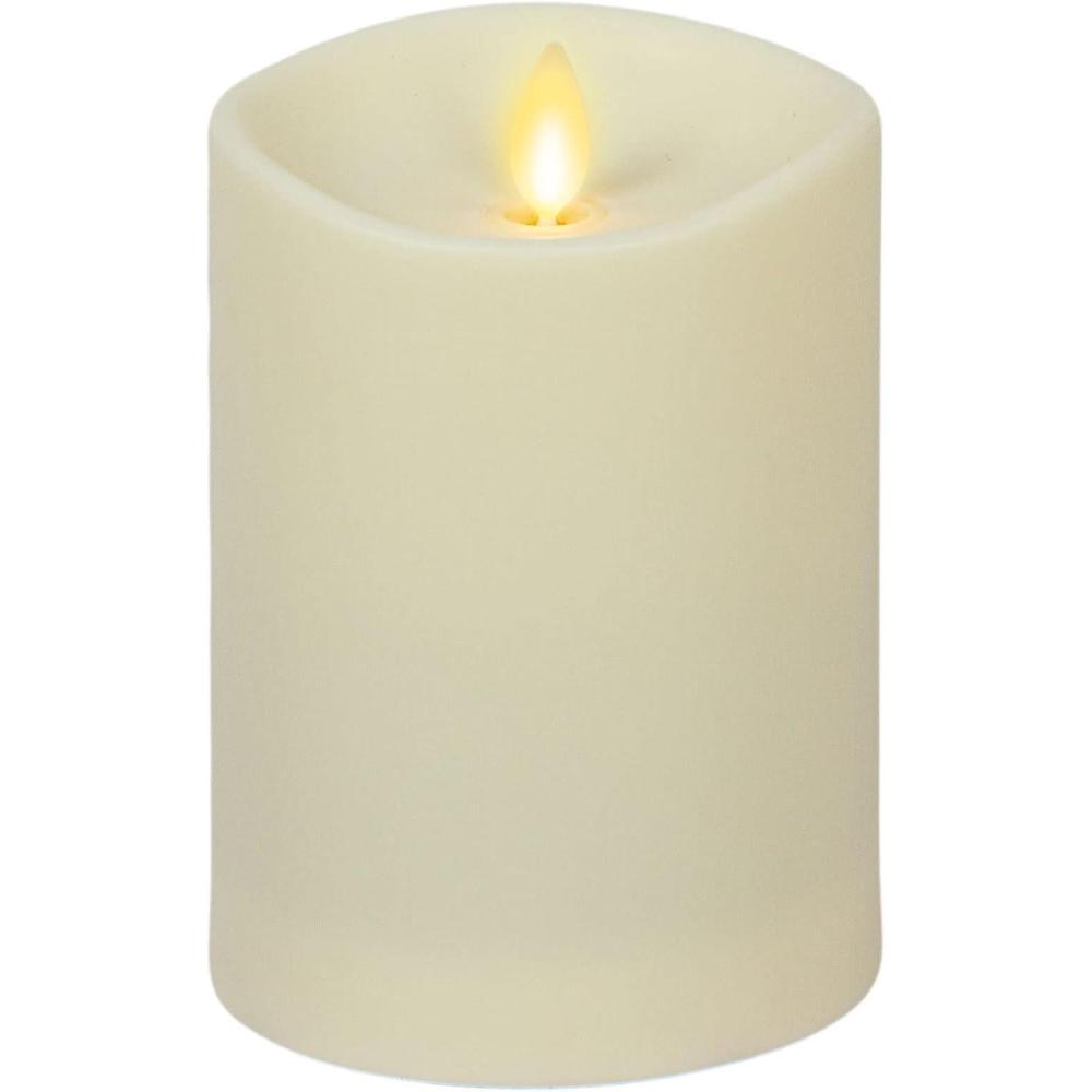 imageLuminara Outdoor Flameless LED Ivory Candle Melted Edge 375quot x 5quot Real Moving Flame Battery Operated Timer Plastic WeatherResistant5inch