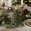 imageLuminara Christmas Tree Flameless LED Candle White Swan 47quot x 65quot Moving Flame Battery Operated Timer Holiday Decor Glitter Snow Finish SafeDark Green