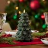 imageLuminara Christmas Tree Flameless LED Candle White Swan 47quot x 65quot Moving Flame Battery Operated Timer Holiday Decor Glitter Snow Finish SafeDark Green