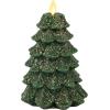 imageLuminara Christmas Tree Flameless LED Candle White Swan 47quot x 65quot Moving Flame Battery Operated Timer Holiday Decor Glitter Snow Finish SafeDark Green