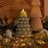 imageLuminara Christmas Tree Flameless LED Candle White Swan 47quot x 65quot Moving Flame Battery Operated Timer Holiday Decor Glitter Snow Finish SafeIceberg Green