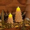 imageLuminara Christmas Tree Flameless LED Candle White Swan 47quot x 65quot Moving Flame Battery Operated Timer Holiday Decor Glitter Snow Finish SafeWhite Swan