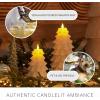 imageLuminara Christmas Tree Flameless LED Candle White Swan 47quot x 65quot Moving Flame Battery Operated Timer Holiday Decor Glitter Snow Finish SafeWhite Swan