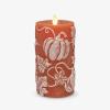 imageLuminara Embossed White Pinecone Flameless LED Candle Pillar 3quot x 65quot  with Recessed Edge Unscented Real Wax LED Battery Operated Candle LightsOrange