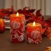 imageLuminara Embossed White Pinecone Flameless LED Candle Pillar 3quot x 65quot  with Recessed Edge Unscented Real Wax LED Battery Operated Candle LightsOrange