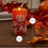 imageLuminara Embossed White Pinecone Flameless LED Candle Pillar 3quot x 65quot  with Recessed Edge Unscented Real Wax LED Battery Operated Candle LightsOrange