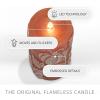 imageLuminara Embossed White Pinecone Flameless LED Candle Pillar 3quot x 65quot  with Recessed Edge Unscented Real Wax LED Battery Operated Candle LightsOrange
