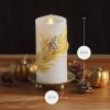 imageLuminara Embossed White Pinecone Flameless LED Candle Pillar 3quot x 65quot  with Recessed Edge Unscented Real Wax LED Battery Operated Candle LightsWhite